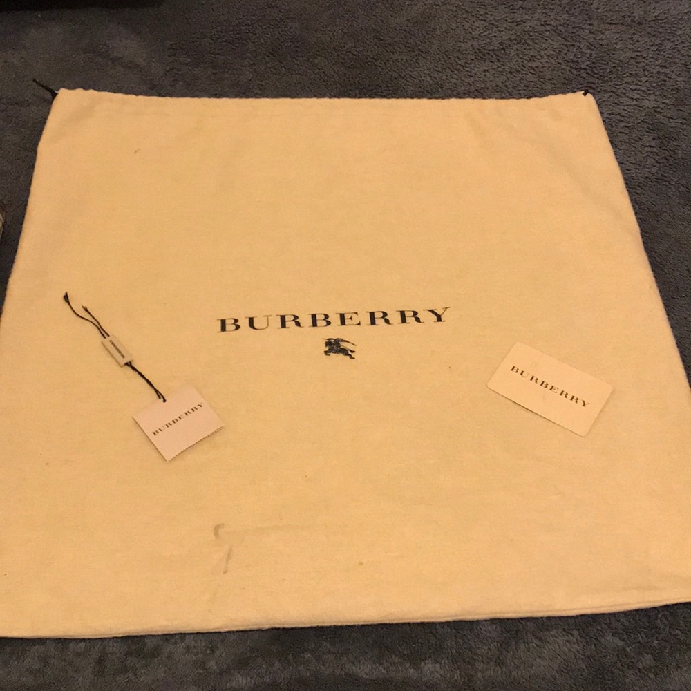 Burberry dust bag, hanging tag & care instrs. card